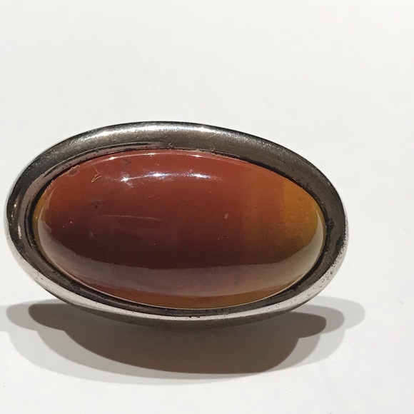 Carnelian Stone Sterling Silver 1 Jaguar Cufflink - Picture 2 of 6